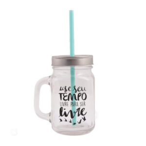 Caneca de vidro com tampa